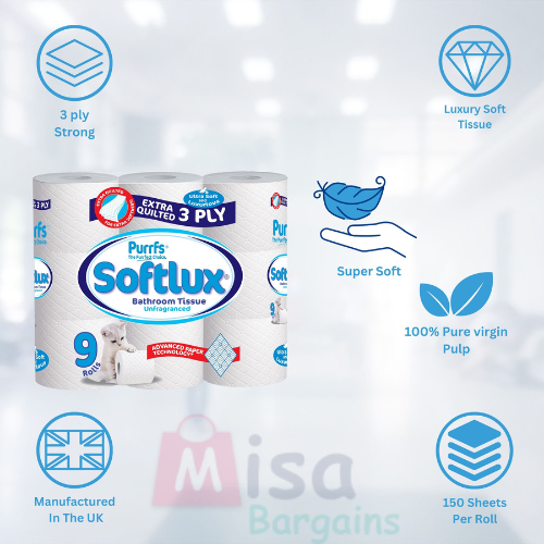 Softlux 3-Ply Premium Toilet Rolls (45-Pack) - Premium Quality Tissue Online - Product Image Softlux 3-Ply Premium Toilet Rolls (45-Pack) - Premium Quality Tissue Online - Product Image